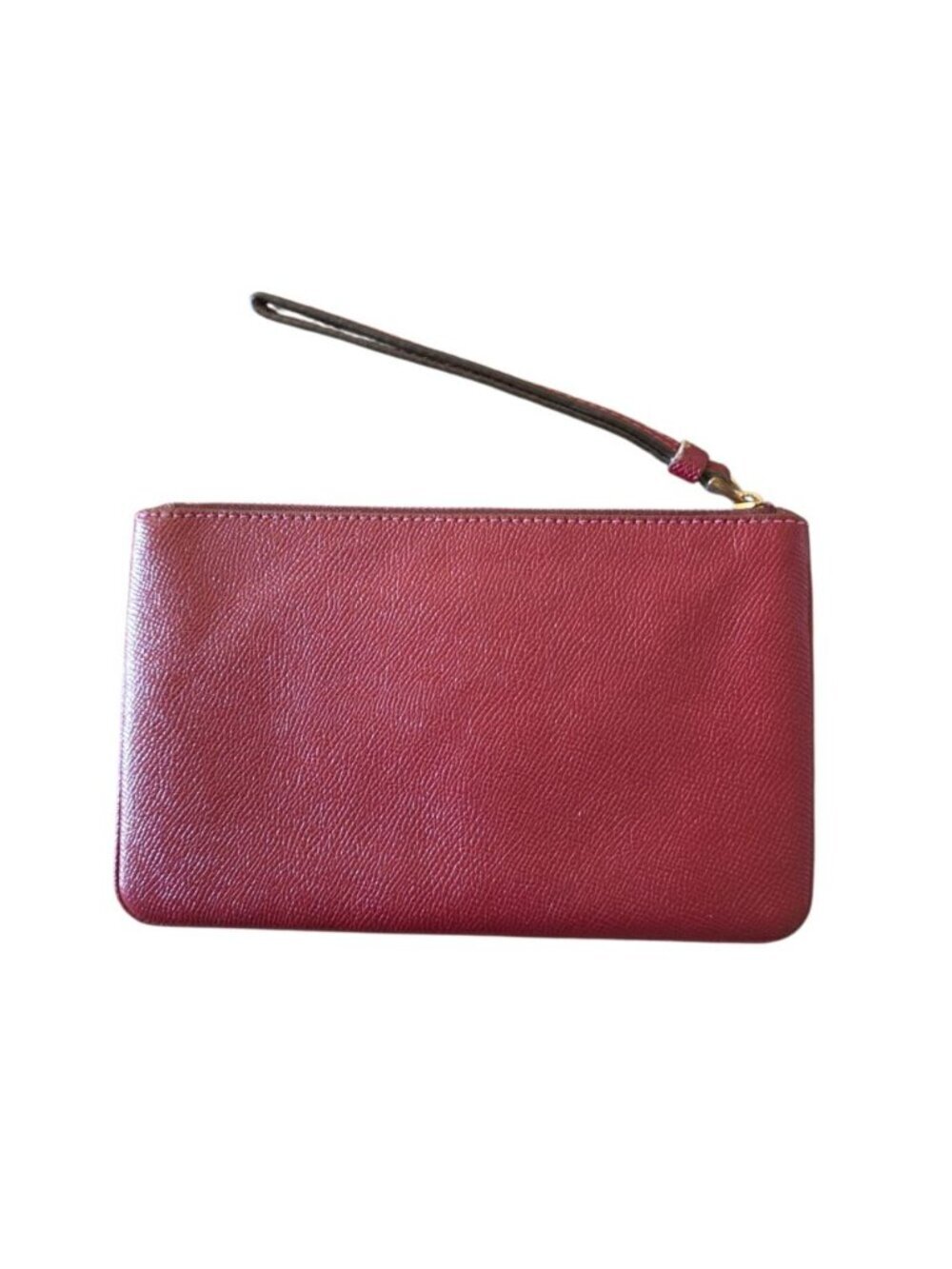 Coach Oxblood Pebbled Leather Wristlet Wallet Clutch Zip Pouch Burgundy Red - Picture 10 of 15